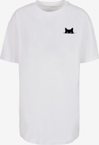 MerchcodeŠiroka majica 'Halloween - Cat' - bijela boja: prednji dio