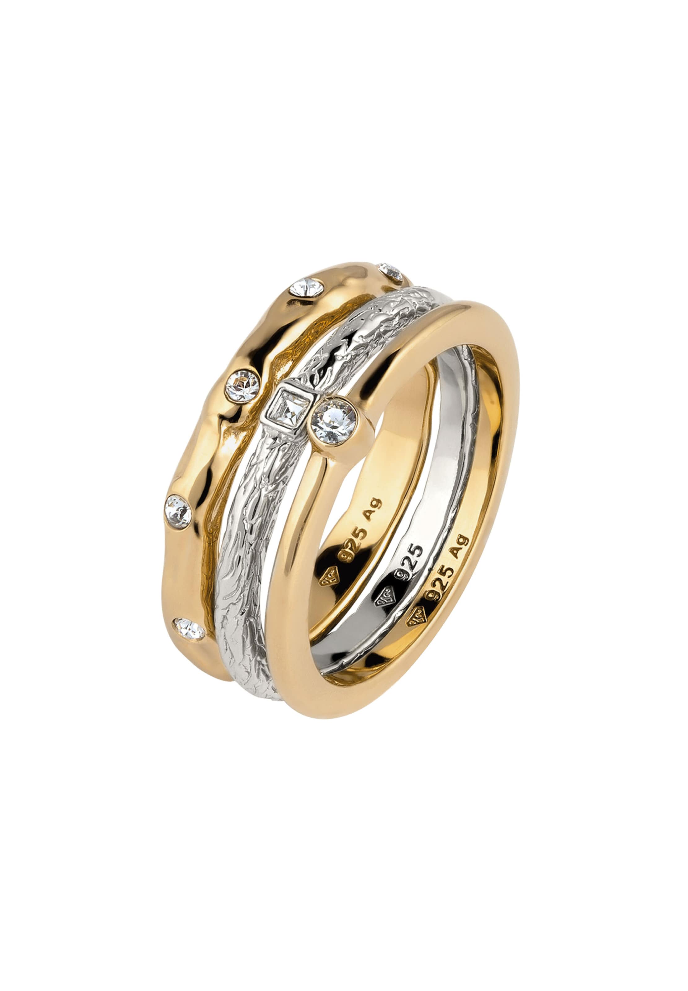 ELLI Ring Set 'Bi Color' in Gold: Vorderseite