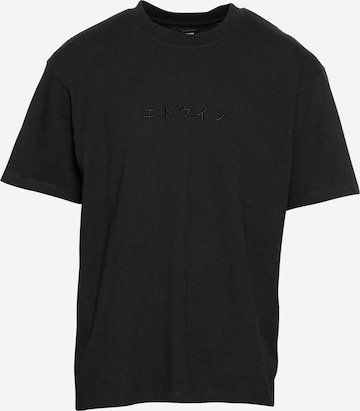 EDWIN Shirt 'Katakana Embroidery' in Black: front