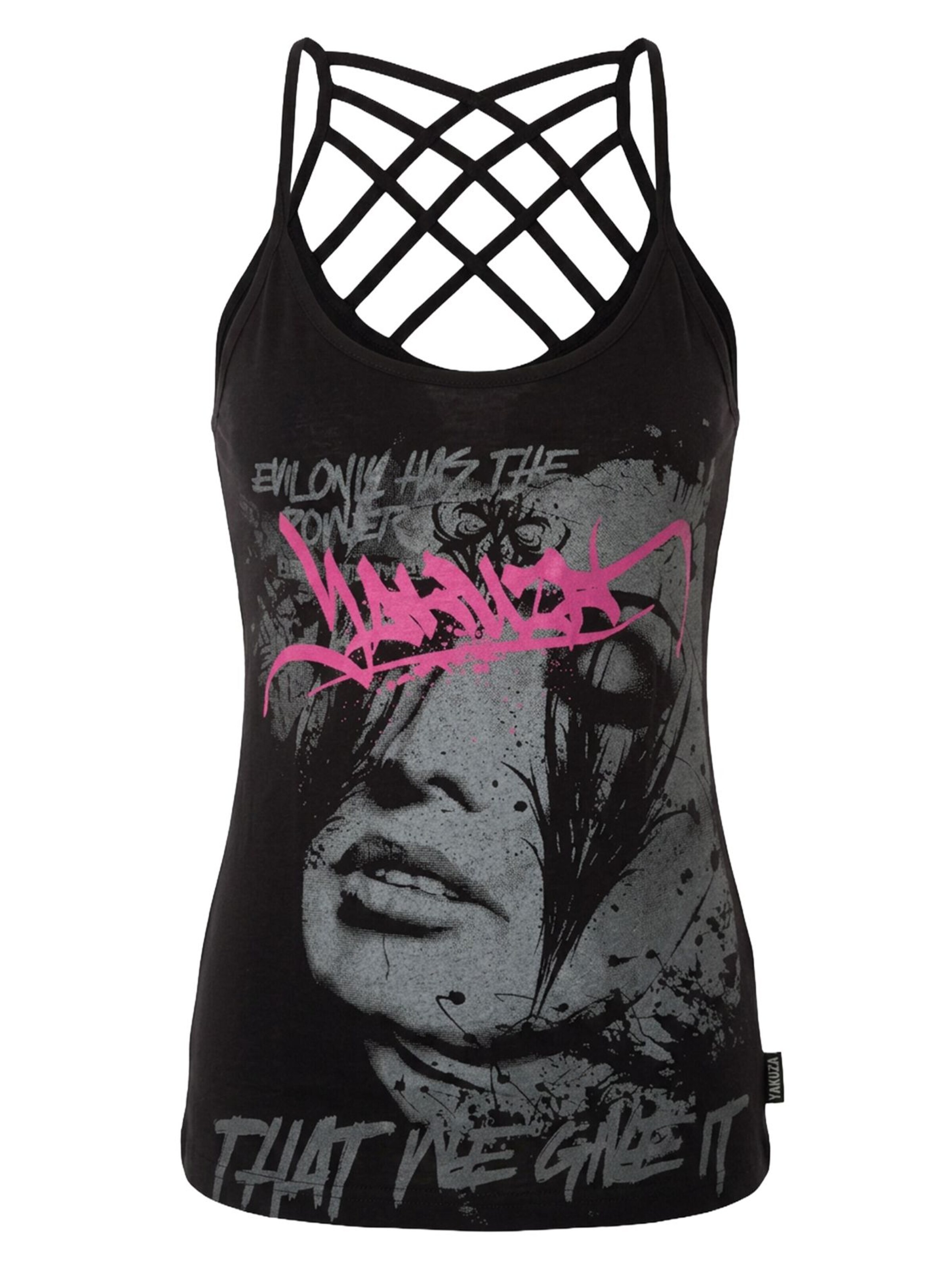 Yakuza Top 'Give It' in Black: front