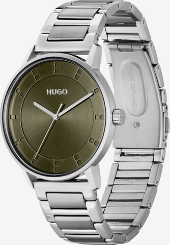HUGO Red Analog Watch in Silver