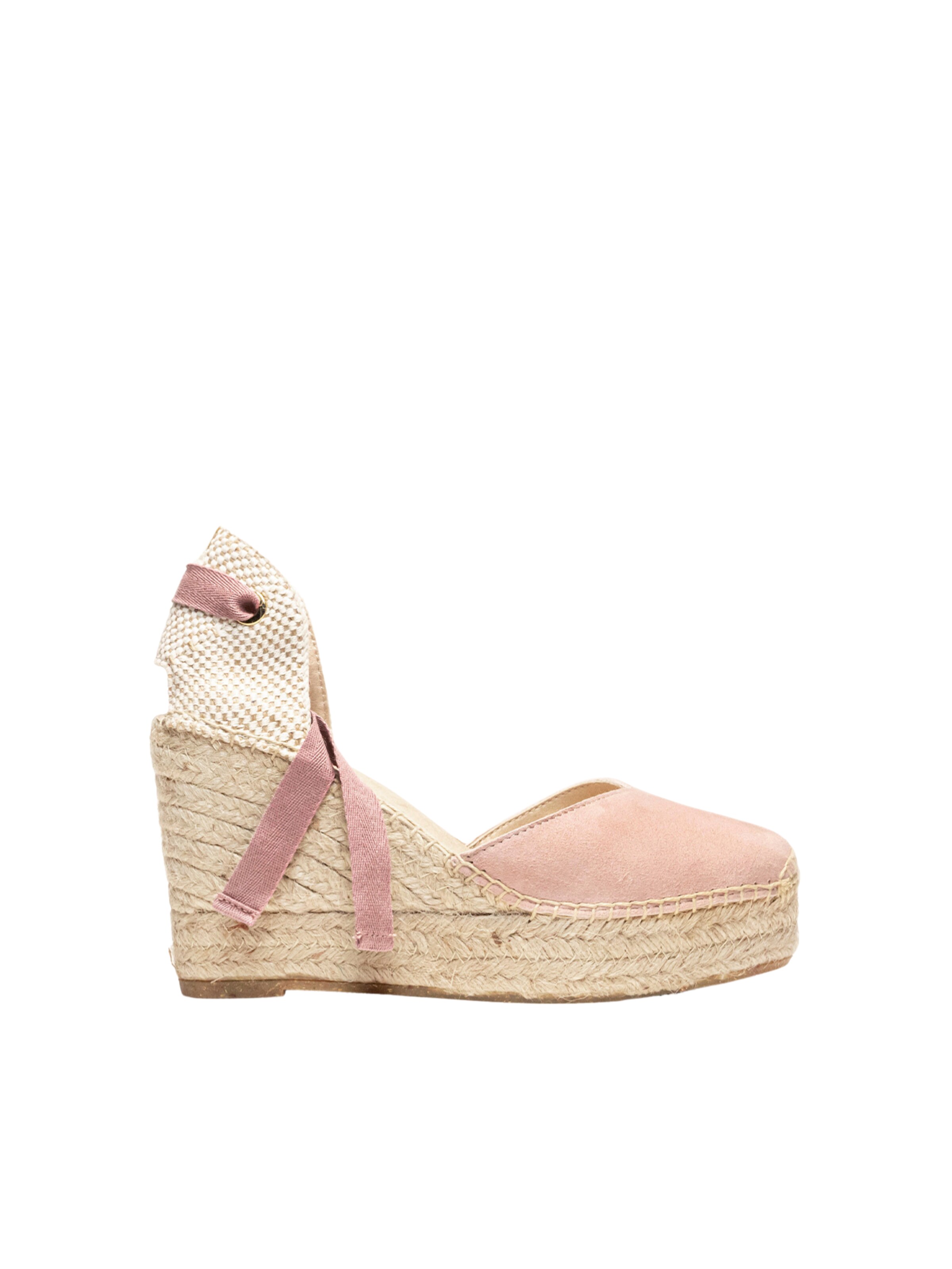 Alhamas - Sandalias 'Alpargata Cuña 10 cm' en rosa: frente