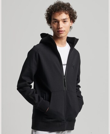 Superdry Zip-Up Hoodie in Black: front