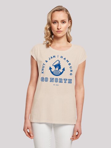 F4NT4STIC Shirt 'Go North Knut & Jan Hamburg Logo Knut & Jan Hamburg' in Beige: Vorderseite