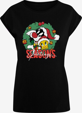 Maglietta 'Looney Tunes - Seasons Greetings' di ABSOLUTE CULT in nero: frontale