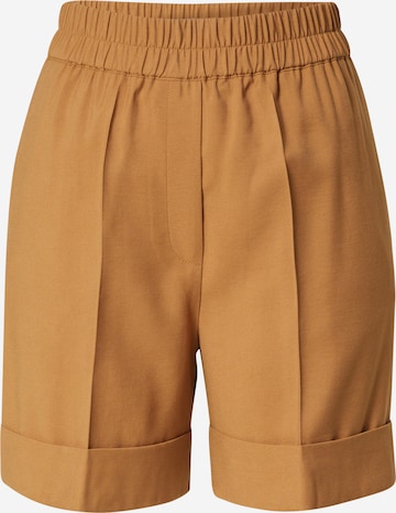 SECOND FEMALE Regular Pleated Pants 'Disa' in Brown: front