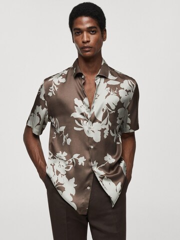 MANGO MAN Regular fit Button Up Shirt 'Mauit' in Brown: front