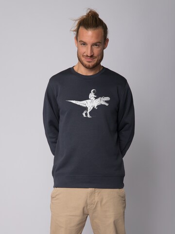 Watapparel Sweatshirt ' Astronaut on T-Rex ' in Grijs: voorkant