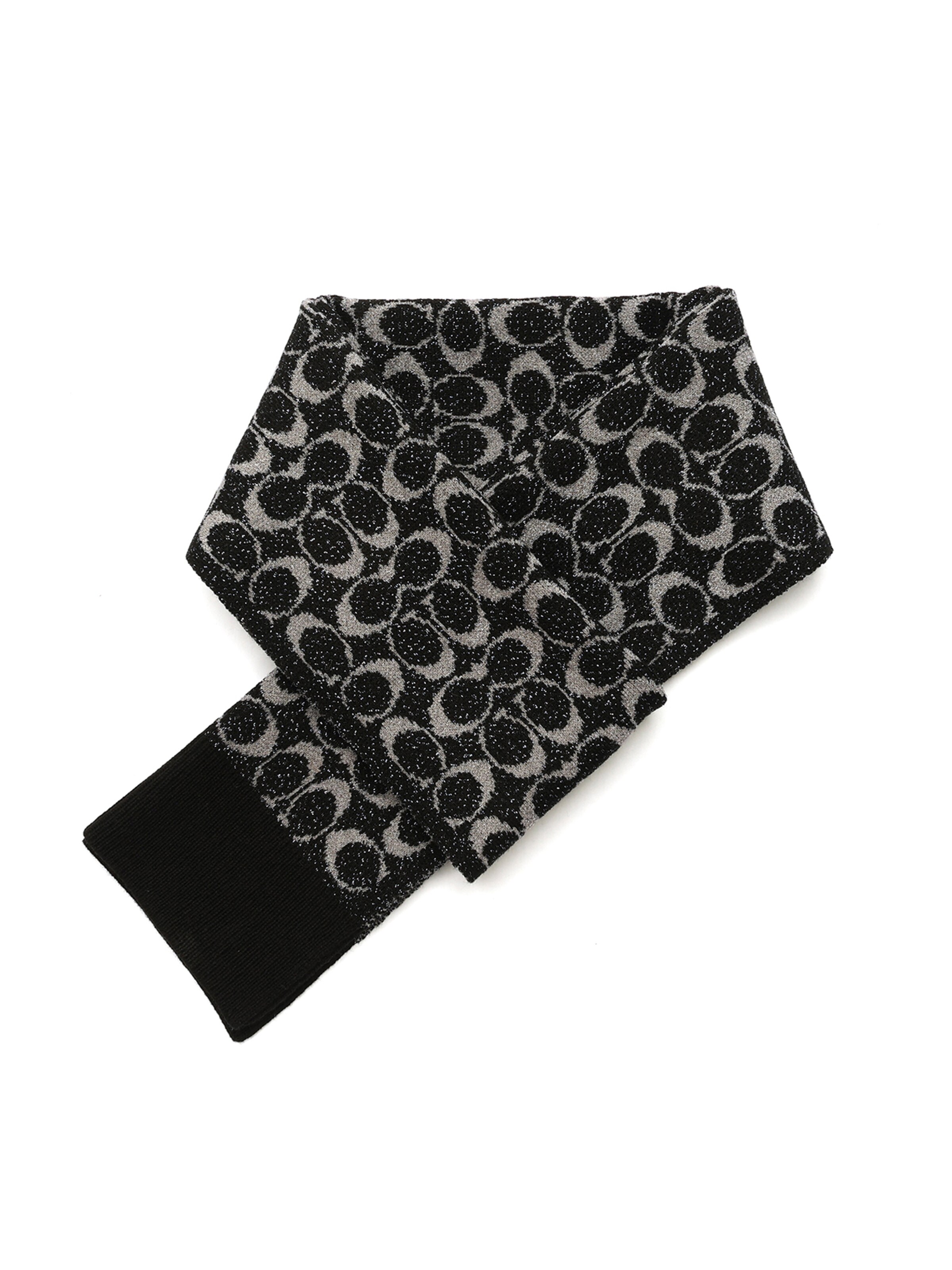 melns COACH Šalle 'METALLIC SIGNATURE C SCARF'