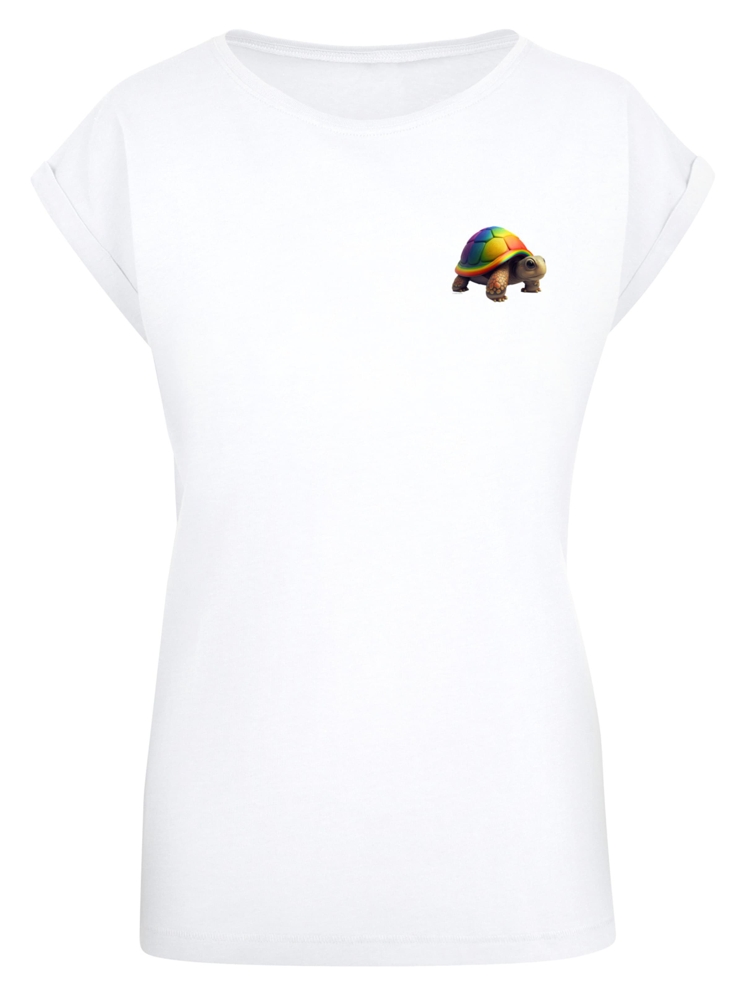 F4NT4STIC Shirt 'Rainbow Turtle' in Wit: voorkant