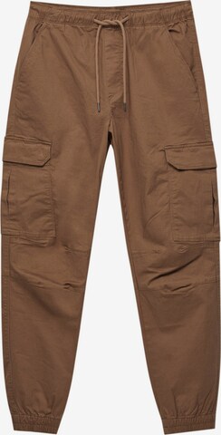 Effilé Pantalon cargo Pull&Bear en marron : devant