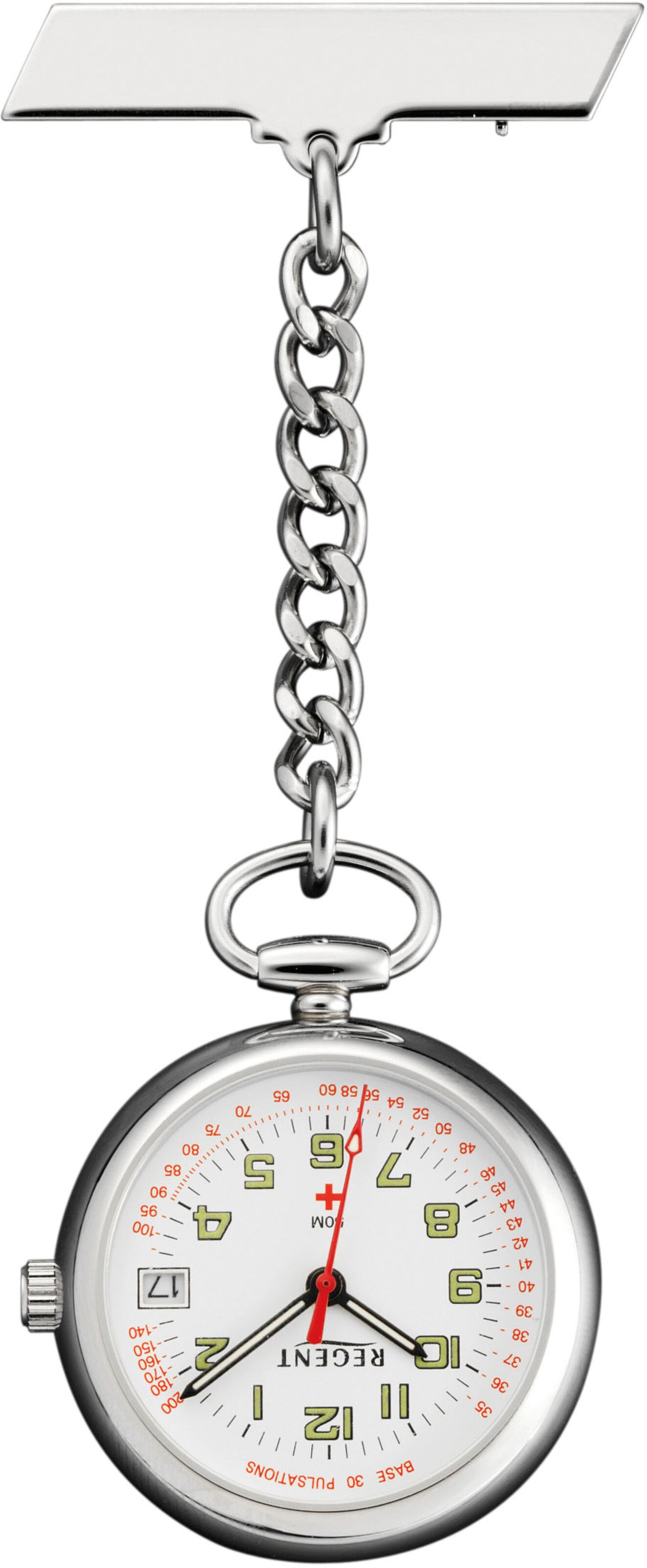 REGENT Analoguhr in Silber: Vorderseite