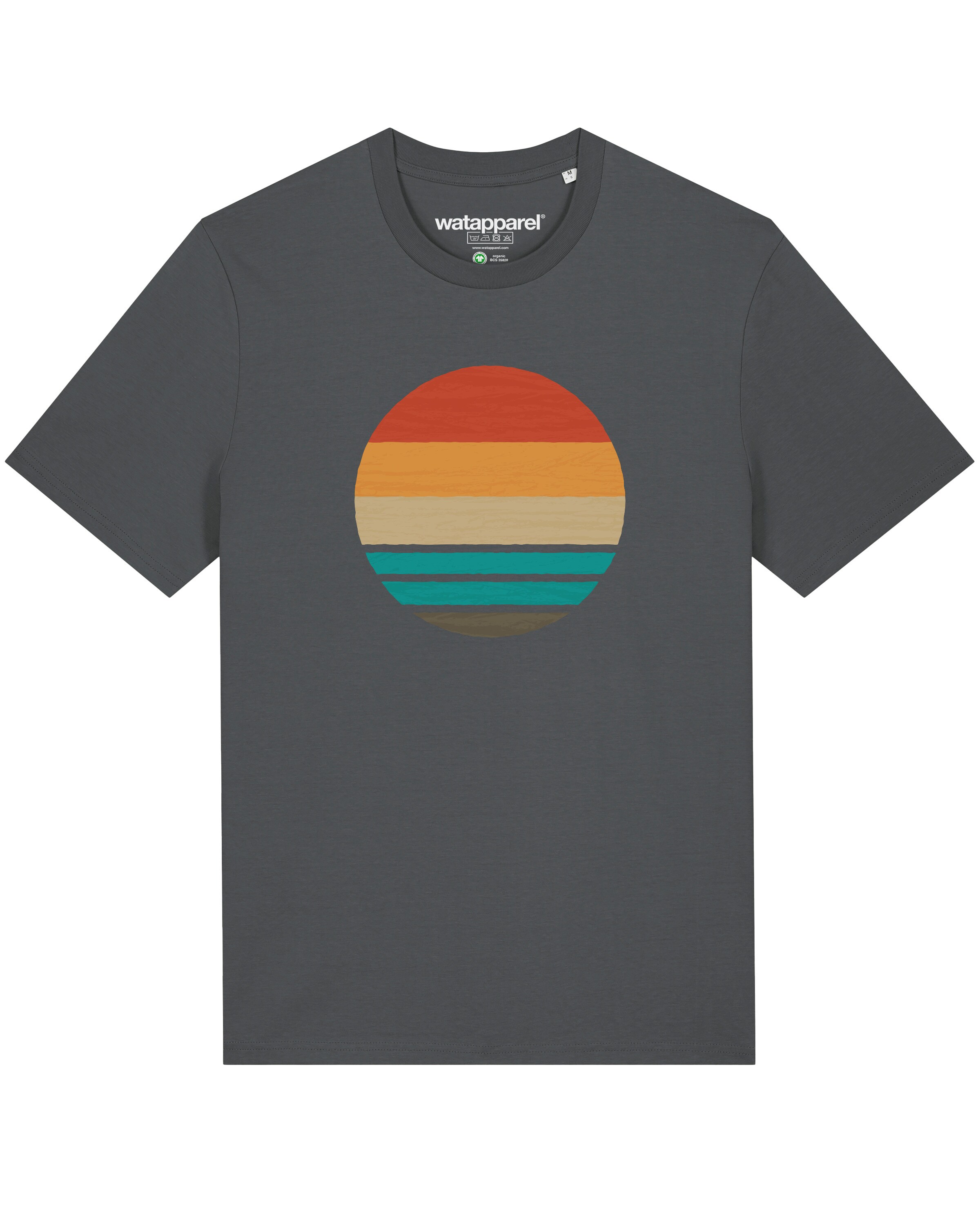 T-Shirt ' Retro Sunset Ocean ' Watapparel en gris : devant