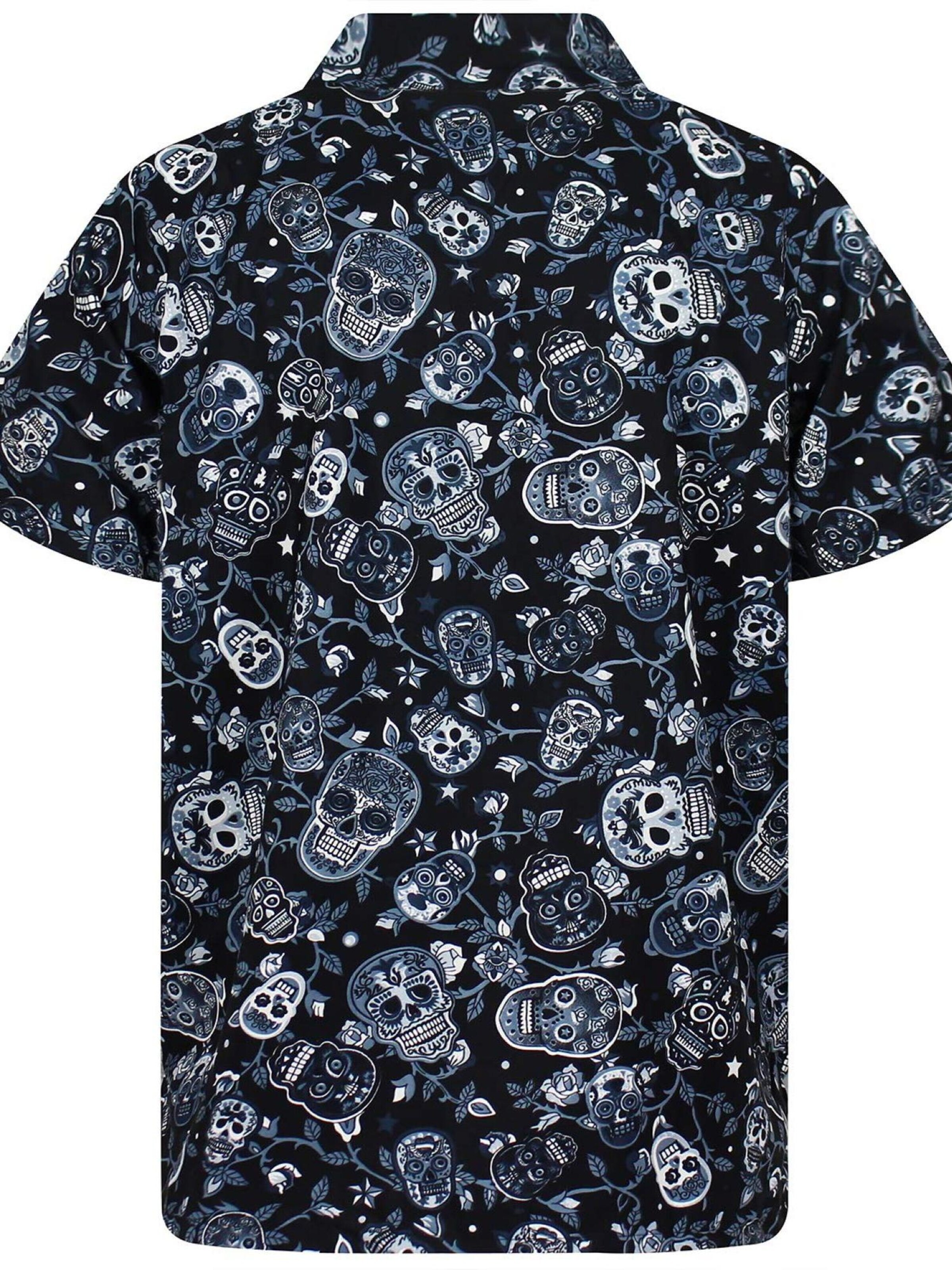 King Kameha Shirt 'Skull'‌‌‌‌‌‌‌‌‌ in Schwarz
