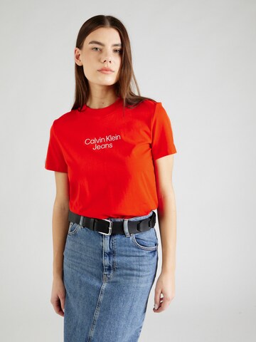 Calvin Klein Jeans Μπλουζάκι σε κόκκινο: μπροστά