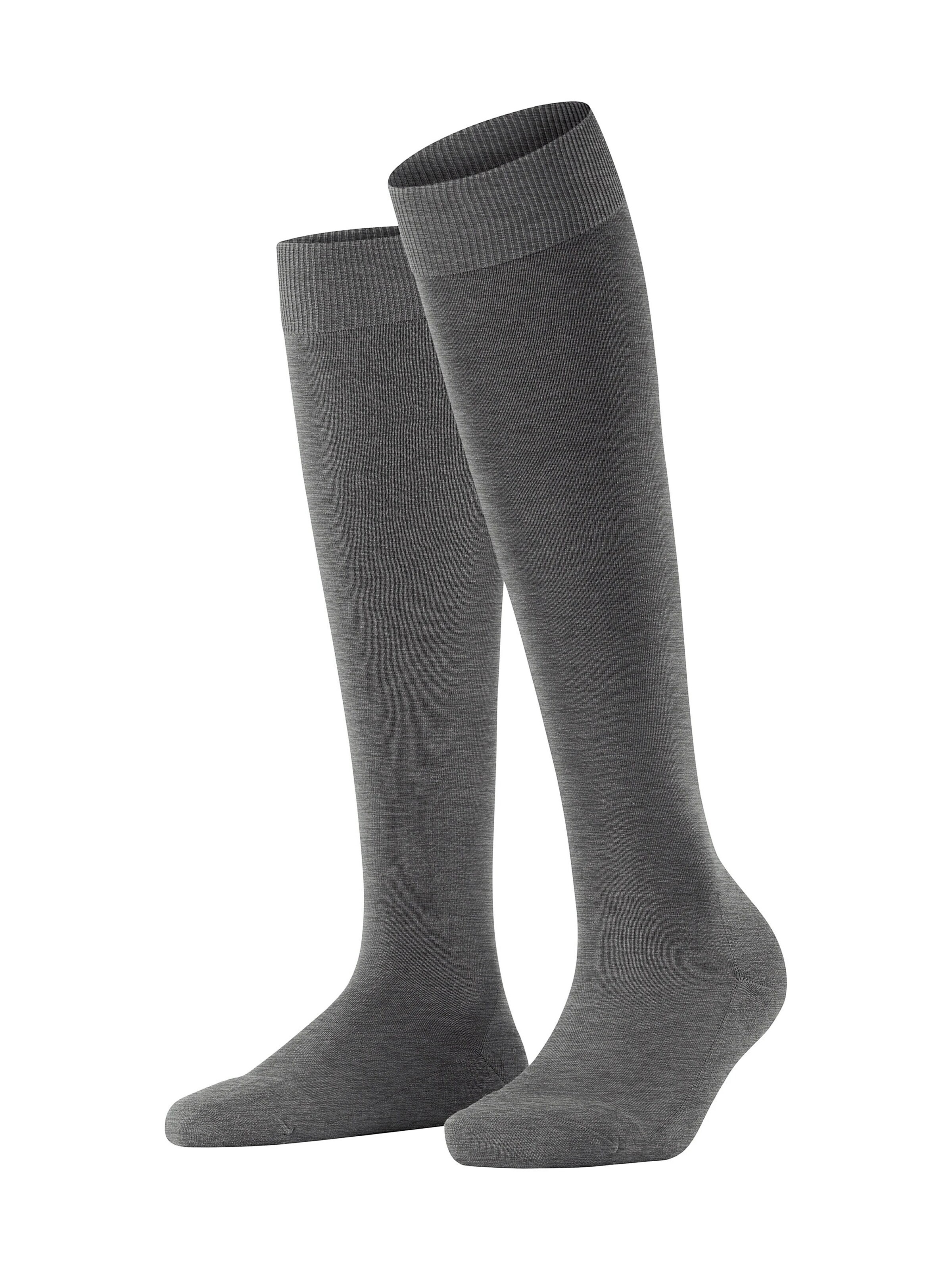 FALKE Knee High Socks 'ClimaWool' in Grey: front