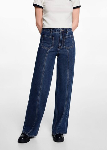 MANGO Wide leg Jeans in Blauw: voorkant