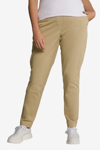 Regular Pantalon chino Ulla Popken en beige : devant