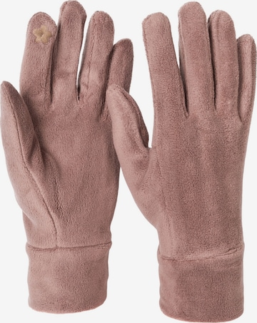 styleBREAKER Fingerhandschuhe 'Einfarbige Touchscreen Fleece Handschuhe' in Braun: Vorderseite