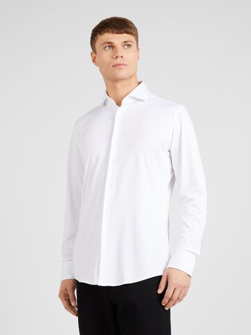 BOSS - Slim Fit Camisa clássica 'Hank' em branco: frente