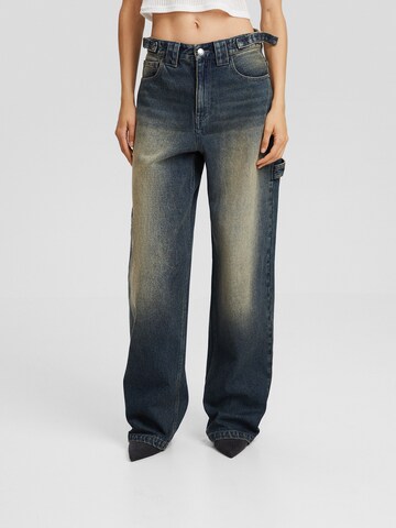 Bershka Wide leg Jeans in Blue: front