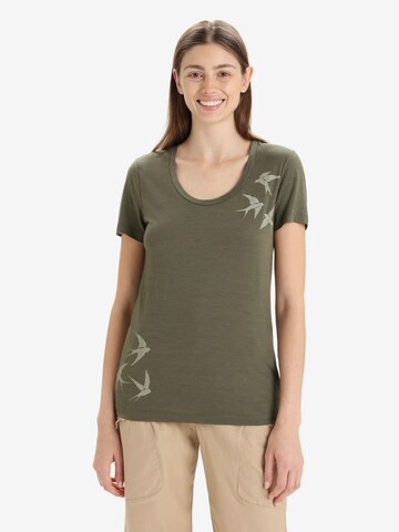 T-shirt fonctionnel 'Tech Lite II Swarming Shapes' ICEBREAKER en vert : devant