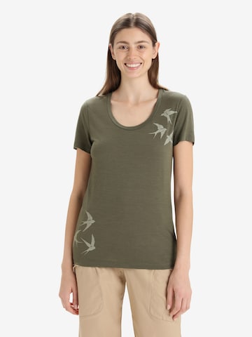 ICEBREAKER - Camiseta funcional 'Tech Lite II Swarming Shapes' en verde: frente