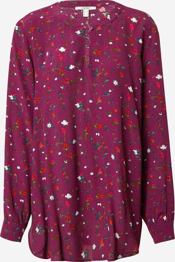 ESPRIT Blusa en verde hierba / rosa / burdeos / granadina / blanco, Vista del producto