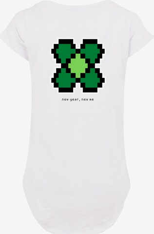 F4NT4STIC Shirt 'Silvester Happy New Year Pixel Kleeblatt' in White