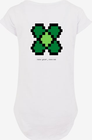 T-shirt 'Silvester Happy New Year Pixel Kleeblatt' F4NT4STIC en blanc