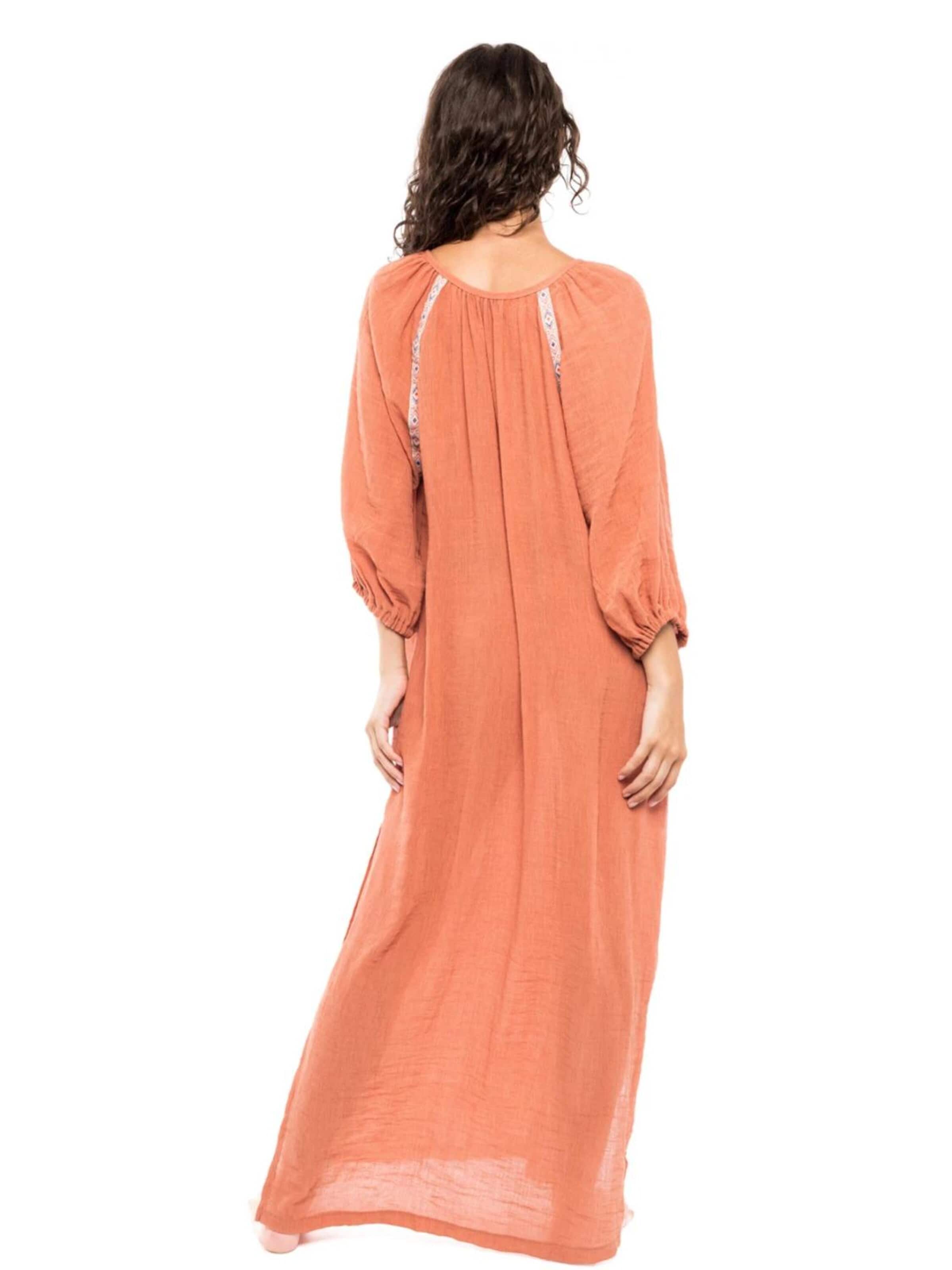 Pink Label Zomerjurk 'BEACHWEAR CREPE BOHO' in Bruin