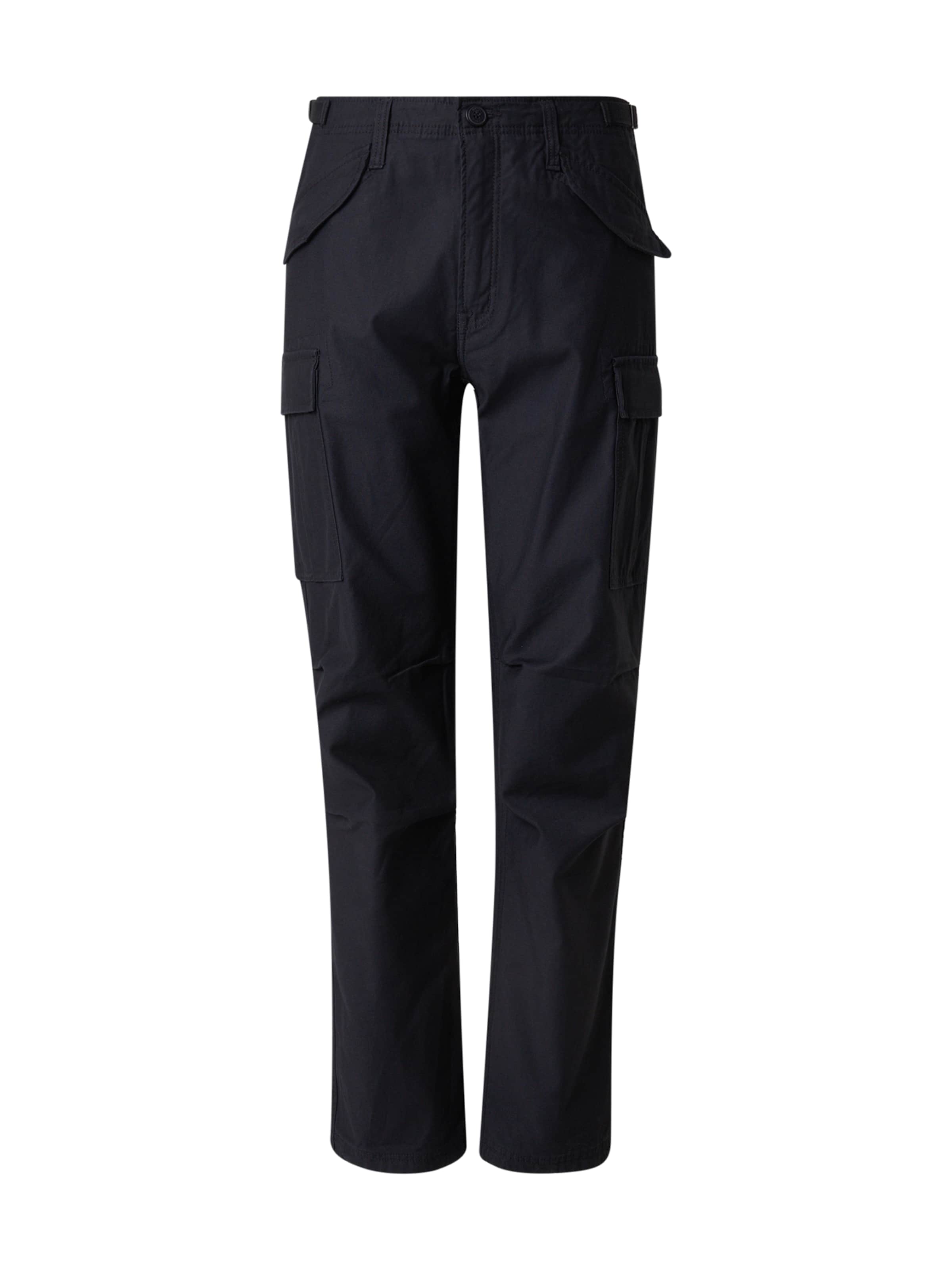 Pantalon cargo Vintage Industries en noir : devant