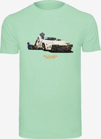 T-Shirt 'Weekend Wolf' Mister Tee en vert : devant