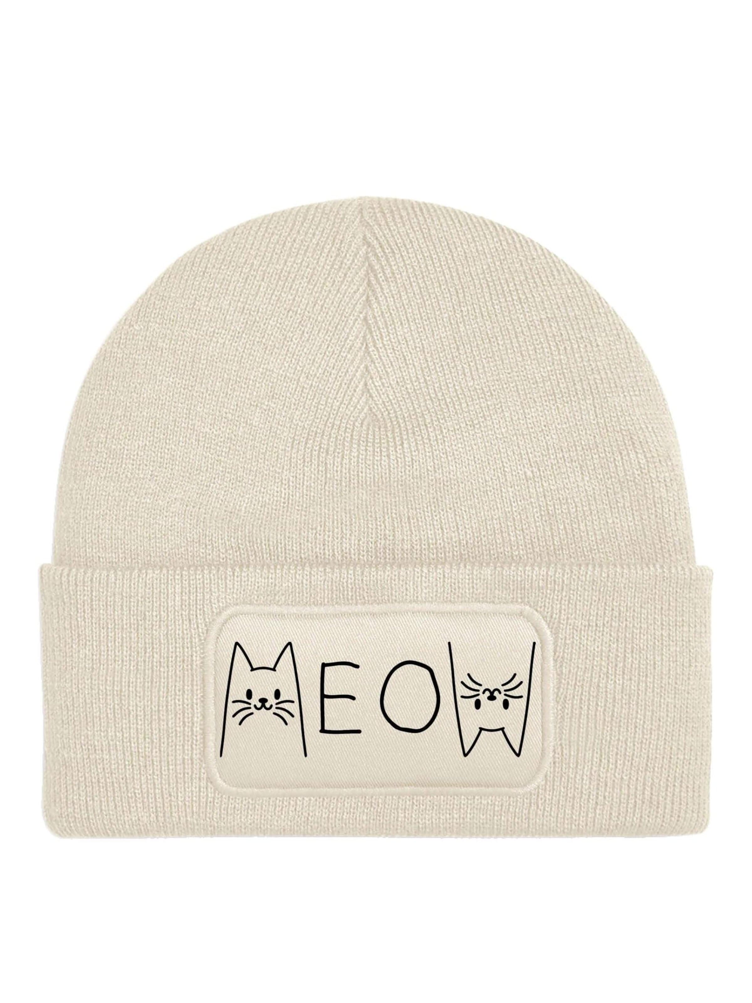 Youth Designz Beanie 'MEOW' in Beige: front