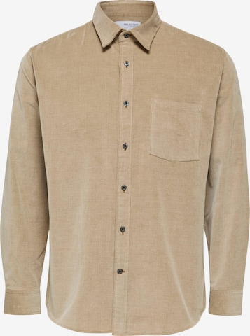 SELECTED HOMME Regular fit Button Up Shirt 'Benjamin' in Brown: front