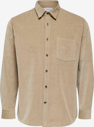 SELECTED HOMME Button Up Shirt 'Benjamin' in Brown: front