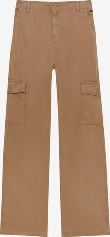 Pull&Bear Wide leg Cargo trousers in Brown: front