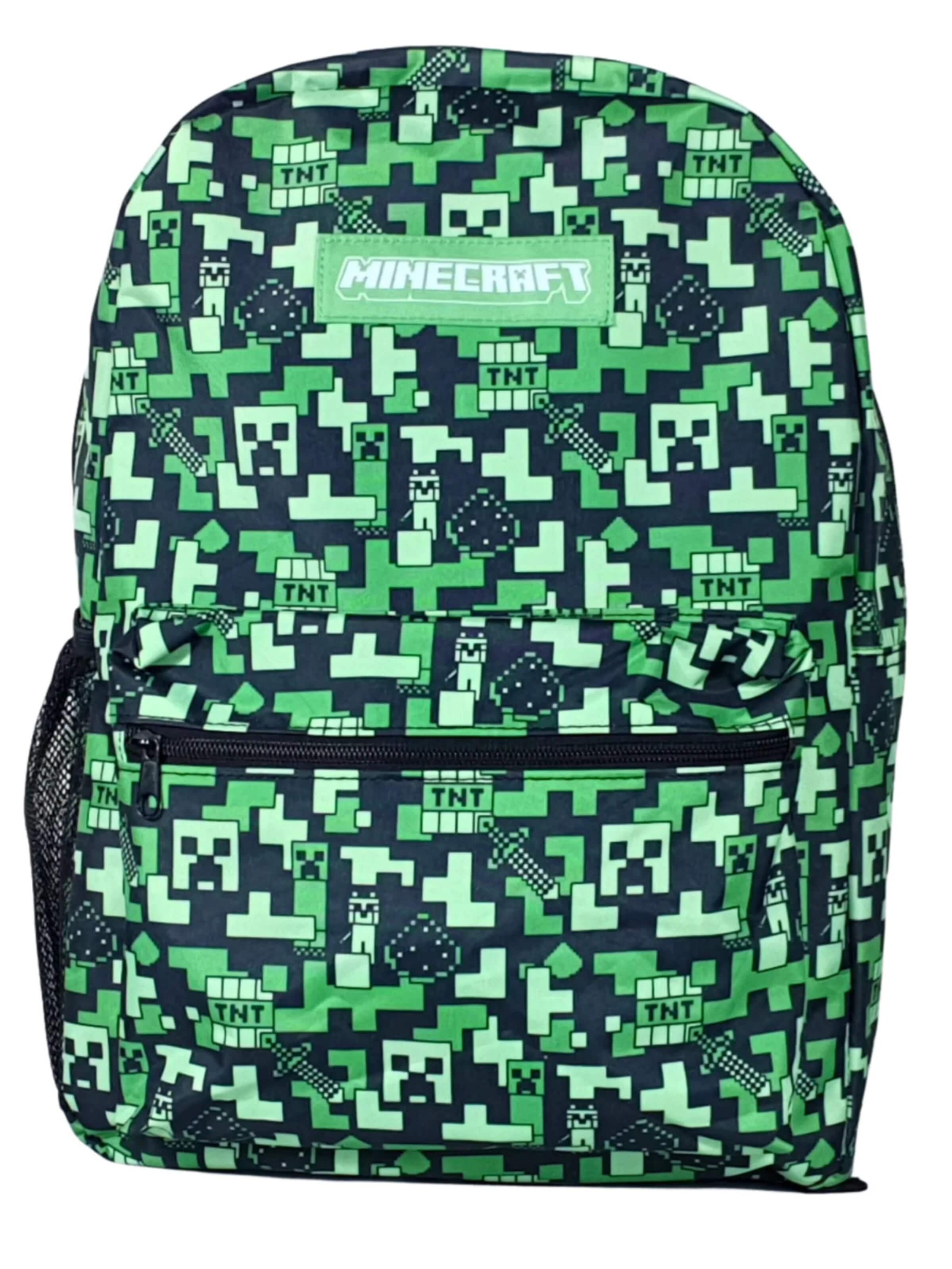Minecraft Rucksack 'Minecraft Backpack Kids Green – Boys Girls School Bag 43 cm with Front Pocket and Side Pocket'‌‌‌‌‌ in Grün: Vorderseite