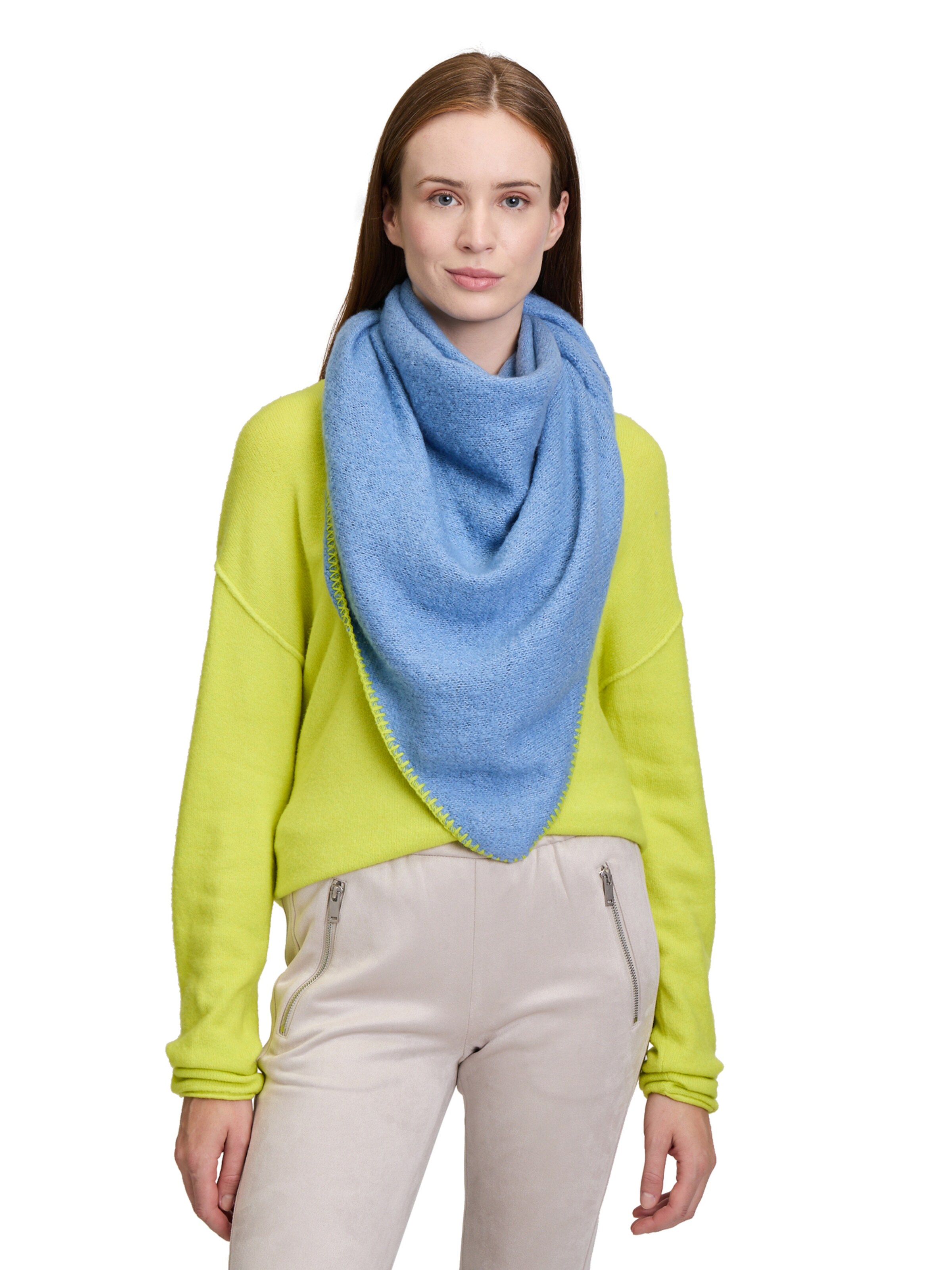 Cartoon Winterschal unifarben in Blau: Vorderseite