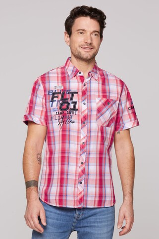 CAMP DAVID Super Slim Fit Button Up Shirt in Red: front