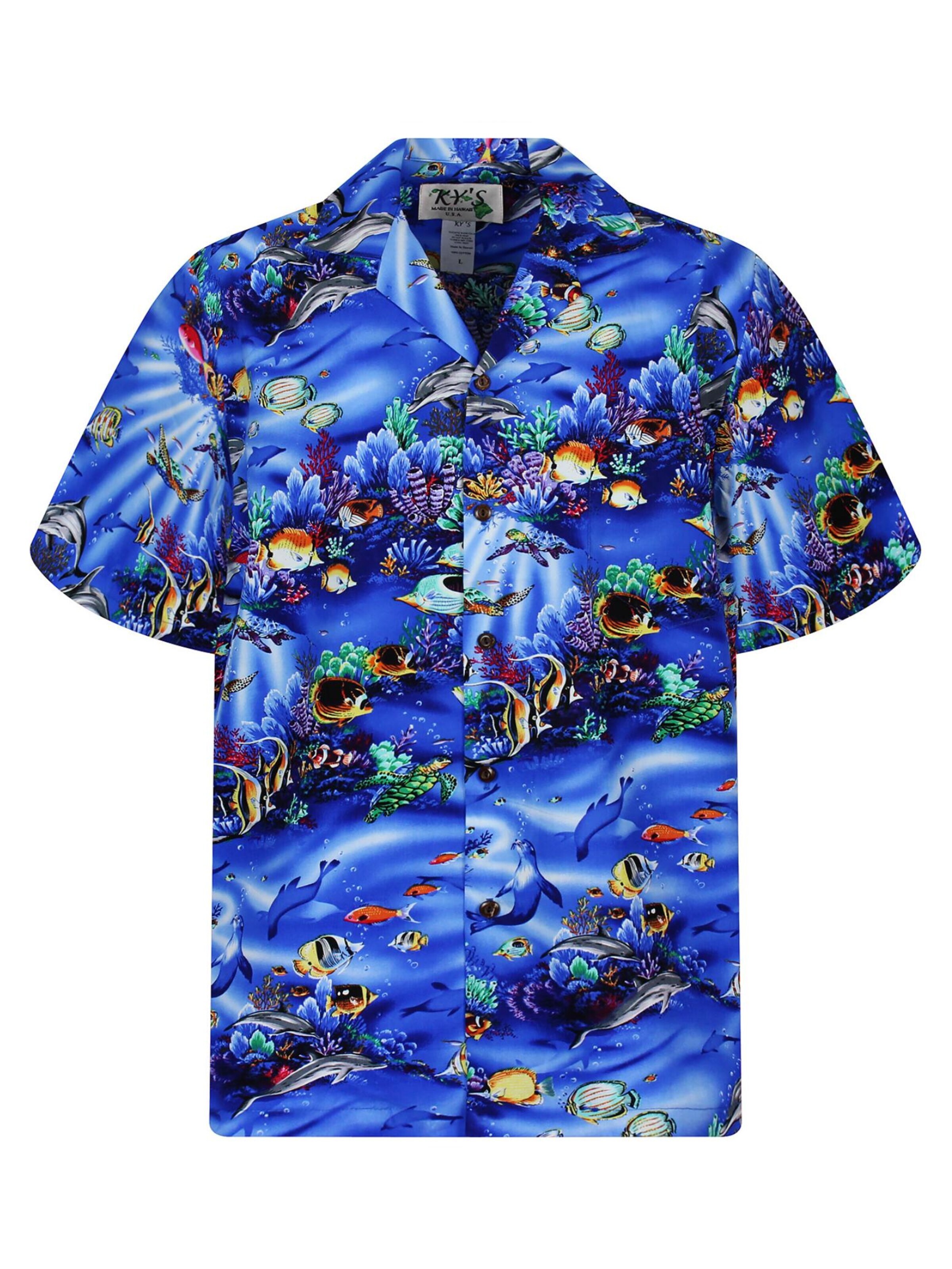 KY's Button Up Shirt 'Aquarium' in Blue: front