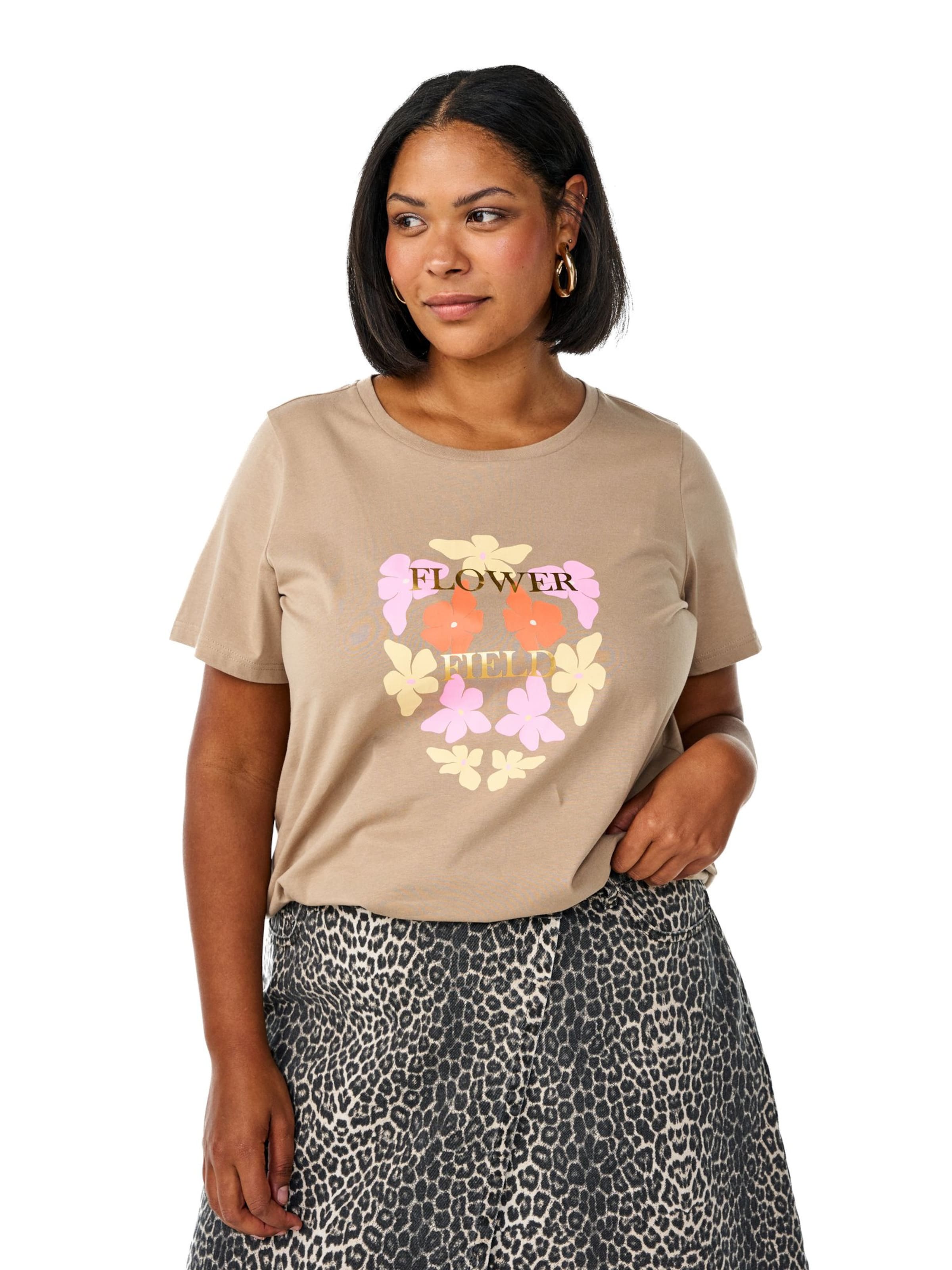 Zizzi Shirt 'Vevelyn' in Brown: front