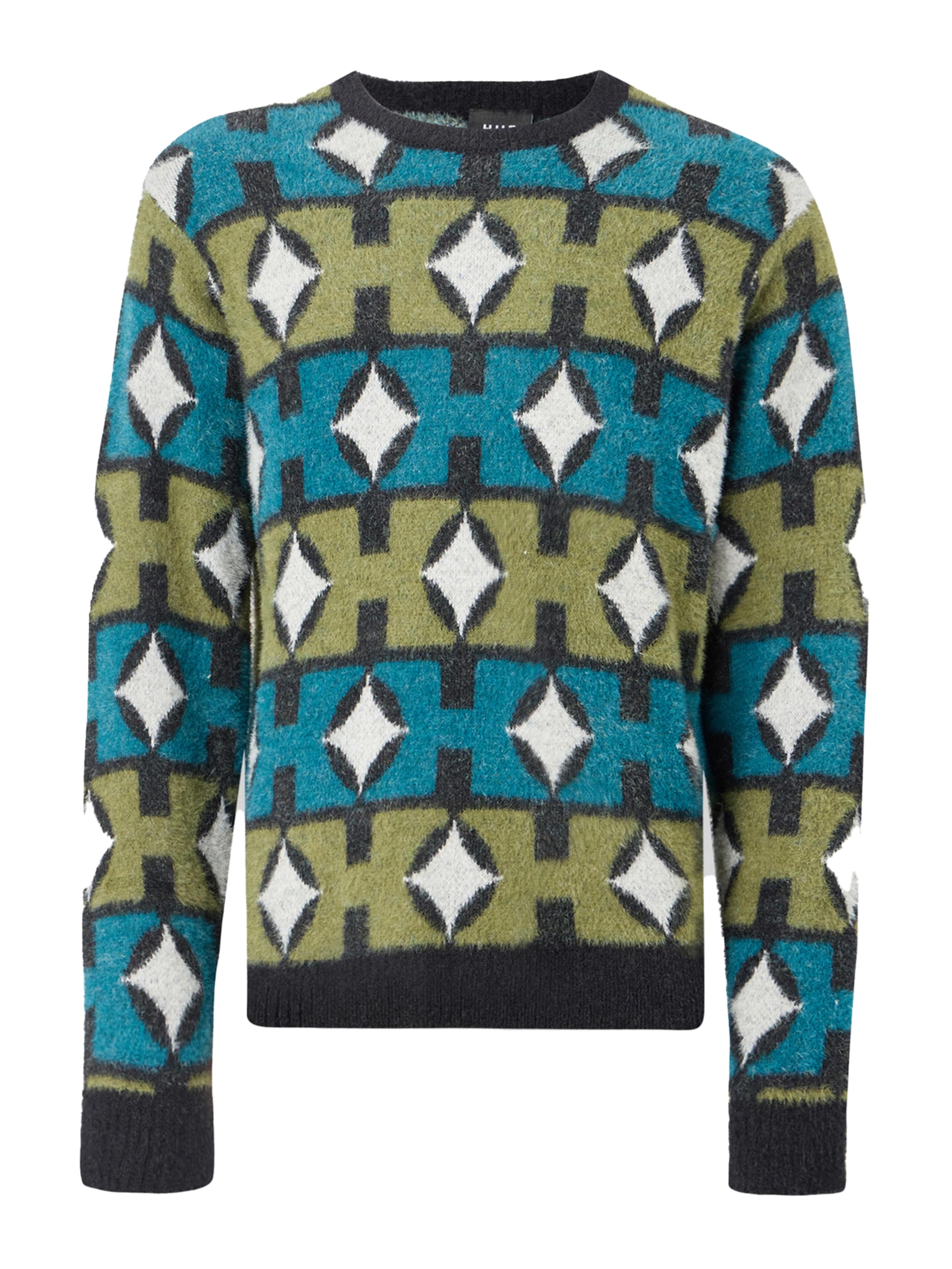 HUF Pulover 'Space Age' | zelena barva: sprednja stran