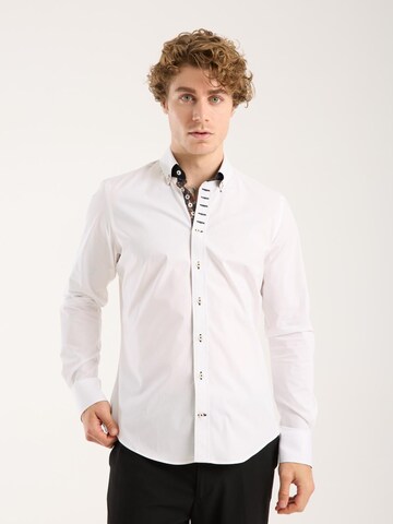 Slim fit Camicia 'Donatello Iconic Poplin Stretch Man Shirt Red' di 7Camicie in bianco: frontale