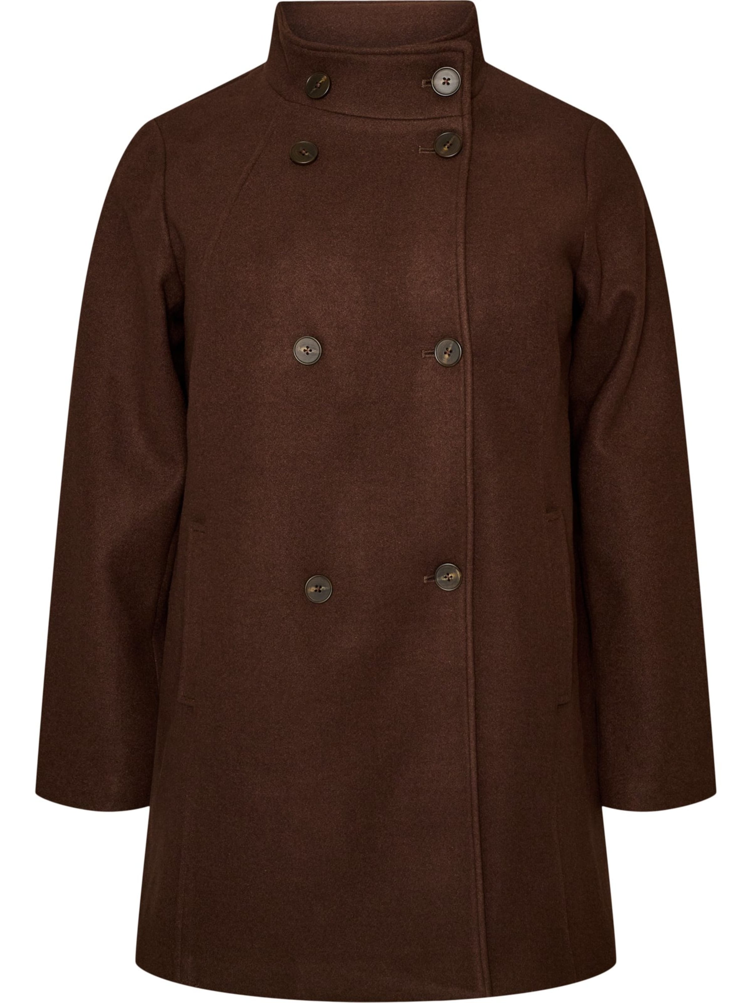 Manteau mi-saison 'CACALLIE' Zizzi en marron : devant