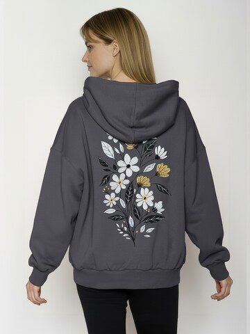 GREENBOMB Sweatshirt ' Mello Flower Bouquet ' in Grijs: voorkant