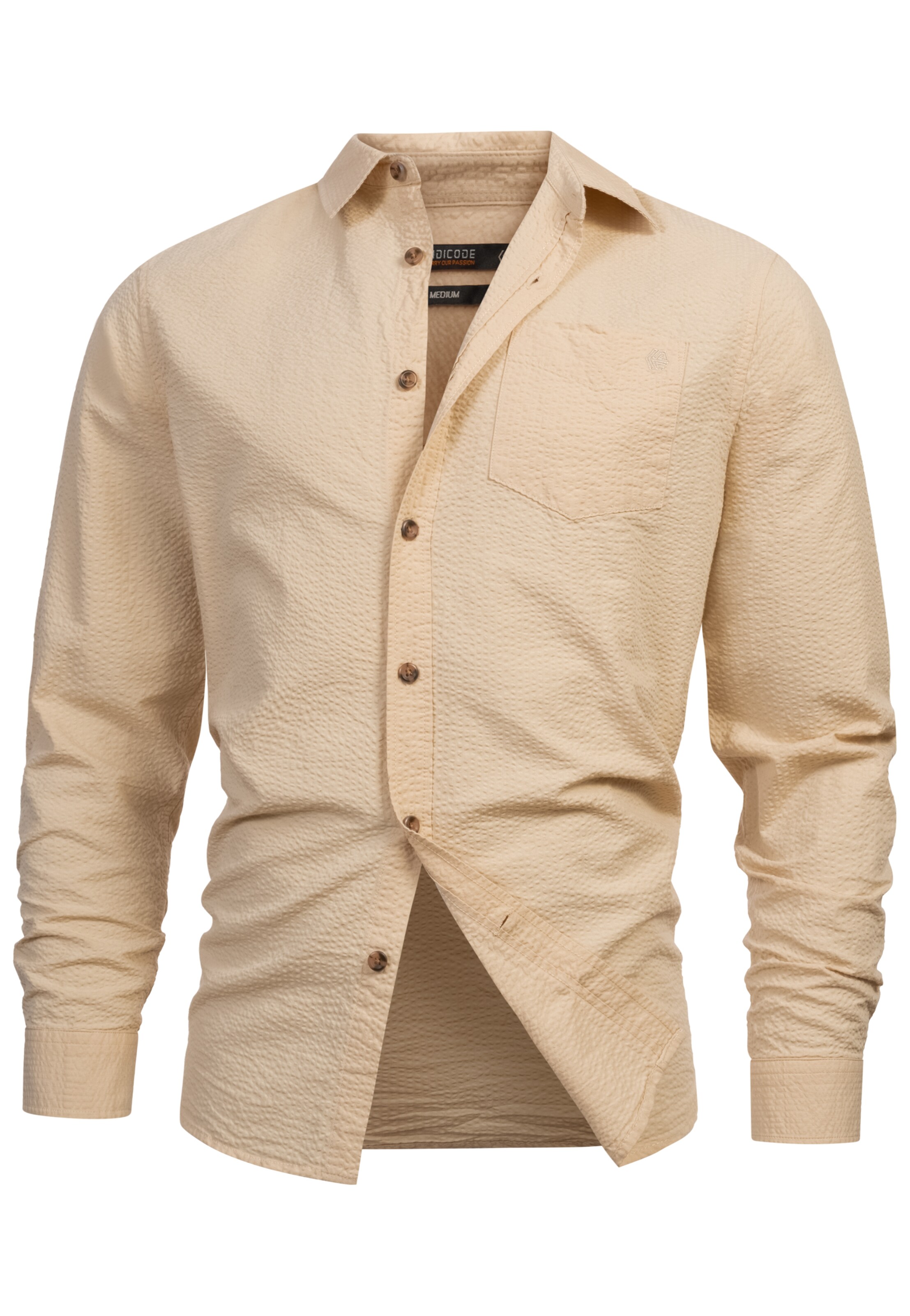 INDICODE JEANS Hemd 'Caix' in Beige: Vorderseite