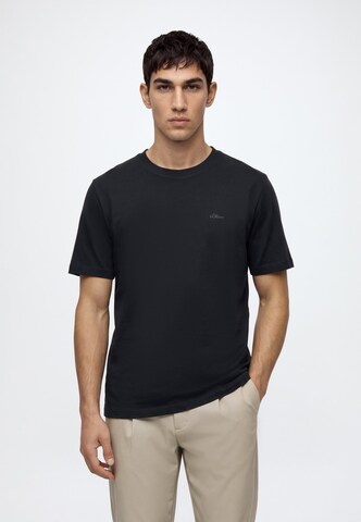 s.Oliver Men Big Sizes Shirt in Black: front