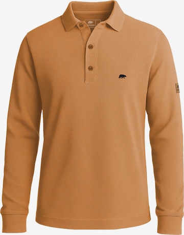FORSBERG Shirt 'Langarm Poloshirt aus Baumwolle' in Brown: front