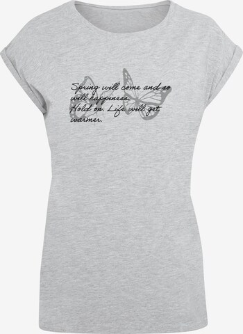 Merchcode T-Shirt 'Spring Saying' in Grau: predná strana